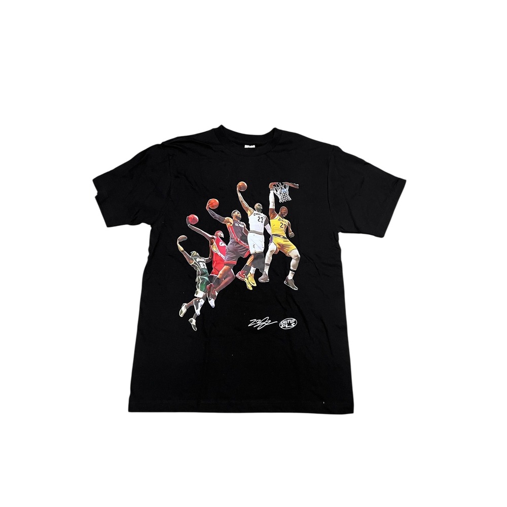 Mens Black Graphic T Shirt Basketball Legends Dunking‎ Sz L